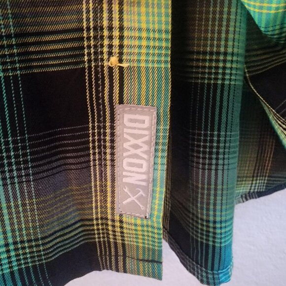 Dixxon Flannel Co Shirt Mens XL Green Black Plaid Mad Scientist Bamboo Button Up - Picture 4 of 10